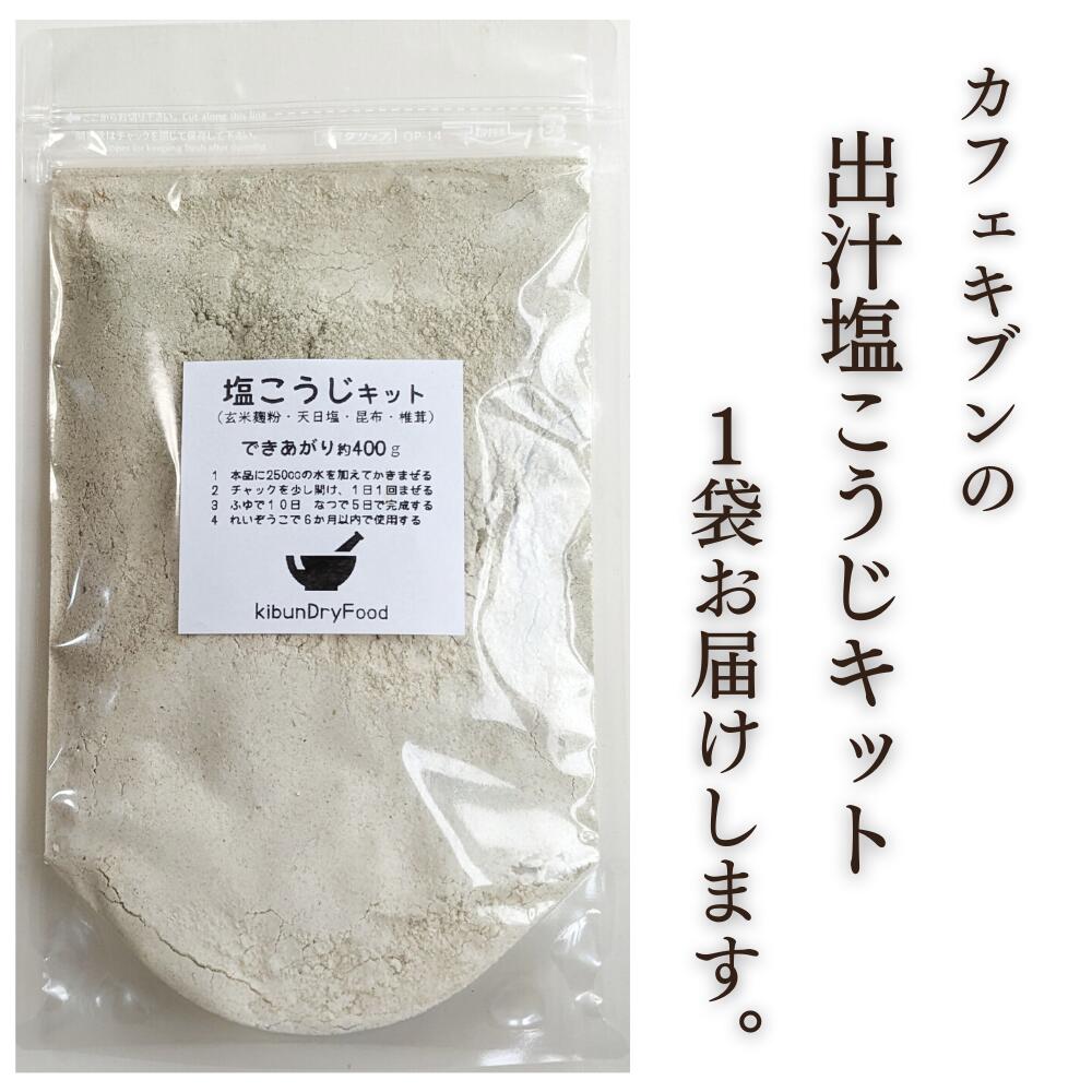 てづくり 出汁塩こうじキット  150ｇ 無添加 玄米麹 液体麹 国産 素材 こんぶ 干 しいたけ 椎茸 塩